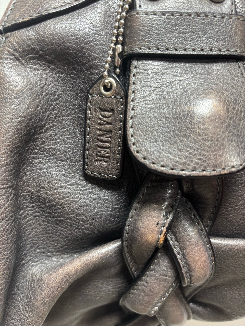 Danier Dark Brown Braided-Accent Shoulder Satchel - Picture 4 of 11